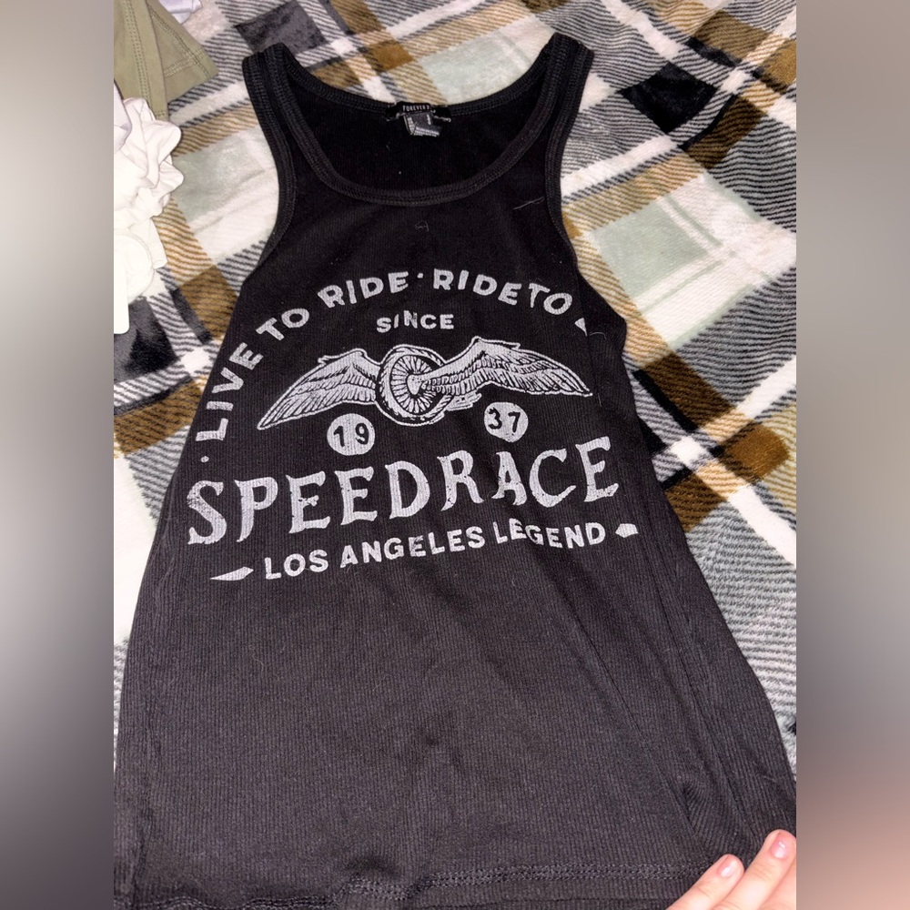 Forever 21 Black Graphic Tank Top
